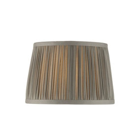 Tapered Cylinder Lamp Shade - Charcoal Grey Silk - 40W E27 or B22 golf