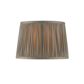 Tapered Cylinder Lamp Shade - Charcoal Grey Silk - 60W E27 or B22 GLS - e10825