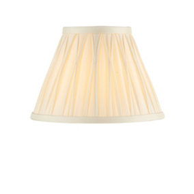 Tapered Cylinder Lamp Shade - Ivory Silk - 40W B22 - 8 Inch Pleated Design