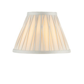 Tapered Cylinder Lamp Shade - Silver Silk - 40W B22 - 8 Inch Pleated Design