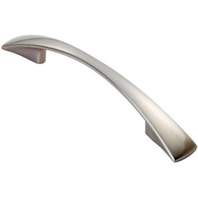 Tapered Pull Handle 138 x 16mm 96mm Fixing Centres Satin Nickel Curved Bow