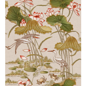 Tapestry Lotus Pond Beige/Cream Wallpaper