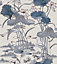 Tapestry Lotus Pond Blue/Grey Wallpaper