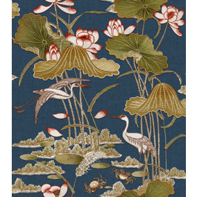 Tapestry Lotus Pond Navy/Multi Wallpaper