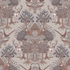 Tapestry Nordic Deer Forest Mauve/Heather Wallpaper