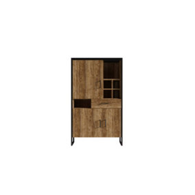 Tarabo 42 Highboard Cabinet - Sleek Storage in Oak Canyon & Black - Multi-Functional Design - W850mm x H1480mm x D400mm