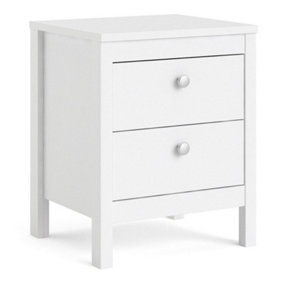 Tarid Bedside Table 2 Drawers In White