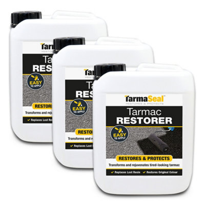 Tarmaseal Tarmac Restorer, Black, Tarmac Sealer, Superior to Tarmac Paint, Protect Driveway, Restore Lost Colour and Resins, 3x5L