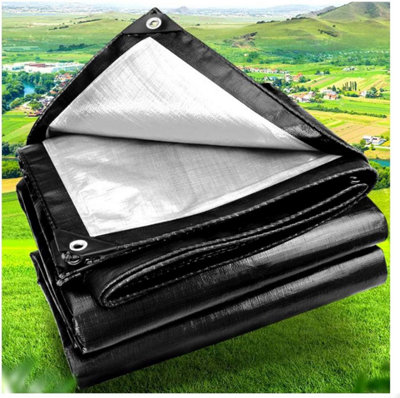 Heavy Duty Waterproof Tarpaulin Black Tarp For Outdoor Protection Durable Groundsheet Tent Shield Trailer Trampoline Cover