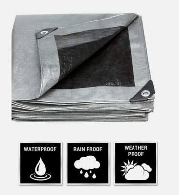 Tarpaulin Extra Heavy Duty Waterproof Cover Tarp Ground Sheet Mesh 320GSM 4m x 8m - 3