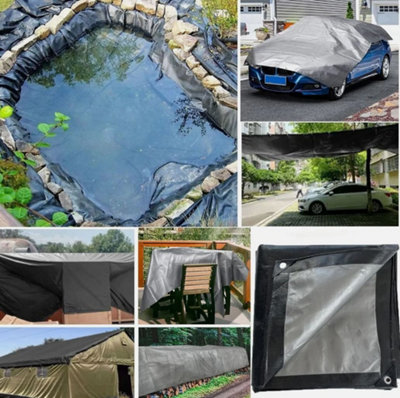 Tarpaulin Extra Heavy Duty Waterproof Cover Tarp Ground Sheet Mesh 320GSM 4m x 8m - 6