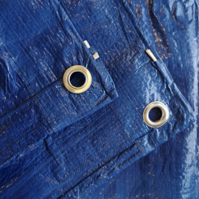 Tarpaulin Heavy Duty Waterproof  - 3m x 4m - Metal Fixing Eyelets & Rope Reinforced Hems - 8
