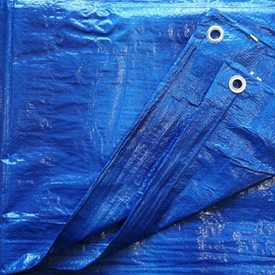 Tarpaulin Heavy Duty Waterproof  - 4m x 6m - Metal Fixing Eyelets & Rope Reinforced Hems - 8