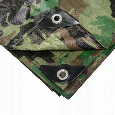 Tarpaulin Regular And Heavy Duty Waterproof Cover Tarp Ground Sheet Multi Sizes Camo 1.5m x 2.4m