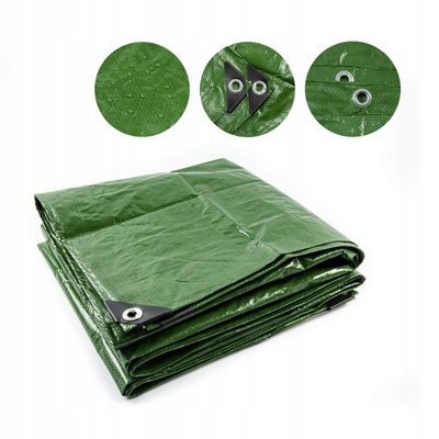 Tarpaulin Regular And Heavy Duty Waterproof Cover Tarp Ground Sheet Multi Sizes Green 2m x 2m