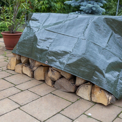 Tarpaulin Sheet Cover Green Waterproof Ground Camping Multipurpose Furniture 4m x 4m