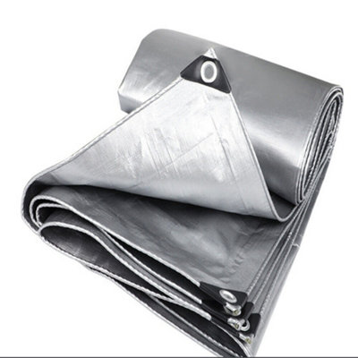 Tarpaulin Sheet Cover Silver Waterproof Ground Camping Multipurpose Furniture 6m x 8m