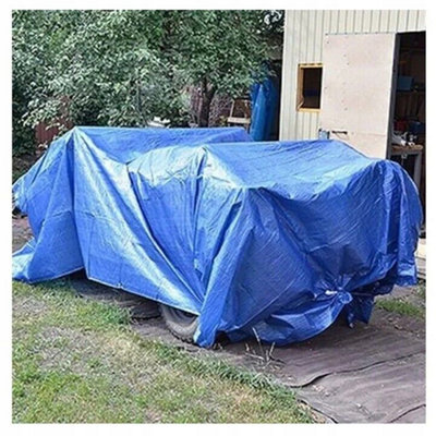 Tarpaulin Tarp Sheet Cover Blue Waterproof Ground Camping Multipurpose Furniture 6m x 8m - 4