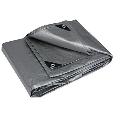 Tarpaulin Tarp Sheet Cover Heavy Duty 210GSM Waterproof Camping Brown/Silver  4m x 6m - 6