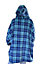 Tartan Blue Sherpa Hoodie Hooded Blanket Cosy Throw