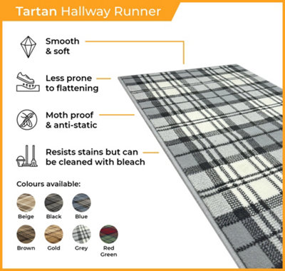 Tartan Brown Hall Runner Carpet Runner Rug