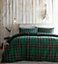 Tartan Brushed Cotton Green King Duvet Cover and Pillowcases