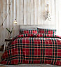 Tartan Brushed Cotton Red King Duvet Cover and Pillowcases