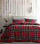 Tartan Brushed Cotton Red Super King Duvet Cover and Pillowcases