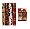Tartan Christmas Gift Wrapping Paper 4 x 7M Rolls & Gift Tags Tartan Stag Tree