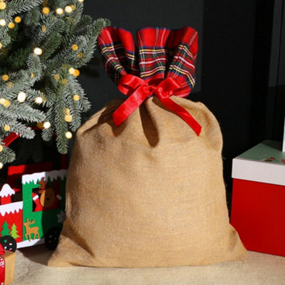 Tartan Jute Christmas Gift Sack 60cm x 44cm - 3