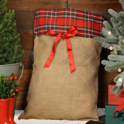 Tartan Jute Christmas Gift Sack 60cm x 44cm - 4