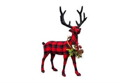 Tartan Reindeer 35cm - Decorative Free Standing Figurine