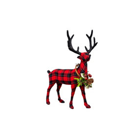Tartan Reindeer 35cm - Decorative Free Standing Figurine