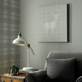 Tartan Stag Silhouette Printed Canvas Stitched Wall Art