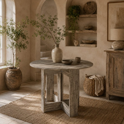 Tase Grey Folding Drop-Leaf Dining Table - Compact 3-Position Top