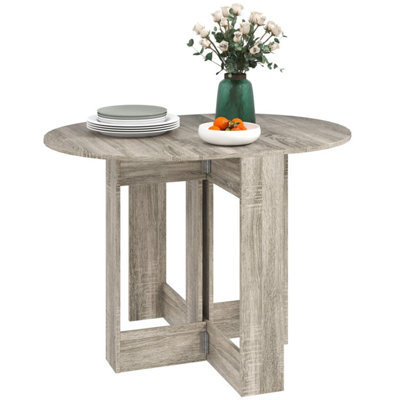 Tase Grey Folding Drop-Leaf Dining Table - Compact 3-Position Top