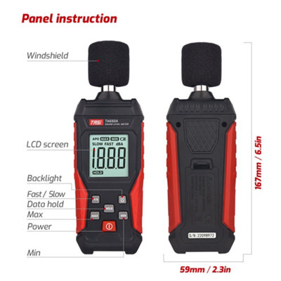 TASI Digital Sound Level Meter - 30 - 130dB Range, Smart Sensor, Ideal for Diagnostic & Audio Testing