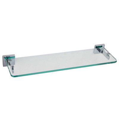 Tate Bathroom Wall Mounted Chrome Glass Shelf (W)50cm