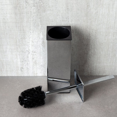 Tate Square Chrome Toilet Brush & Holder - 4