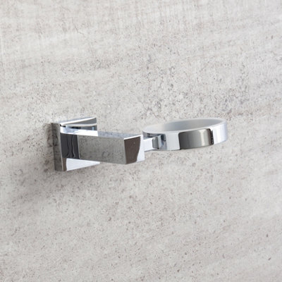 Tate Wall Mounted Bathroom Soap Holder Chrome & Ceramic Dish - 3