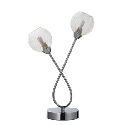Tatton - Chrome with Ribbed Glass 38cm Table Lamp