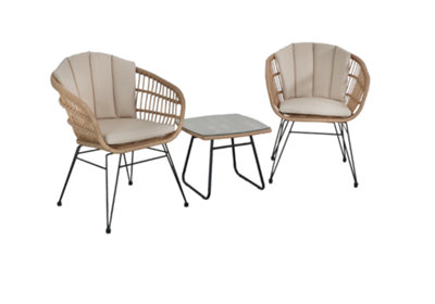 Tatton Steel Brown Rattan 3pc Bistro