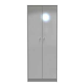 Taunton 2 Door Wardrobe in Uniform Grey Gloss & Dusk Grey (Ready Assembled)
