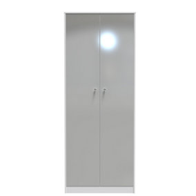 Taunton 2 Door Wardrobe in Uniform Grey Gloss & White (Ready Assembled)