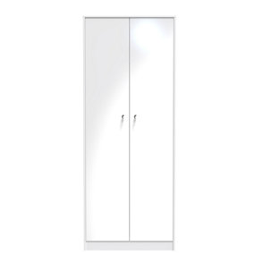 Taunton 2 Door Wardrobe in White Gloss (Ready Assembled)