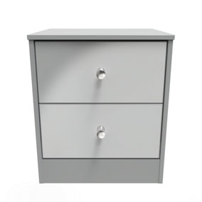 Taunton 2 Drawer Bedside Cabinet in Uniform Grey Gloss & Dusk Grey (Ready Assembled)