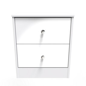 Taunton 2 Drawer Bedside Cabinet in White Gloss (Ready Assembled)
