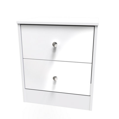Taunton 2 Drawer Bedside Cabinet in White Gloss (Ready Assembled)