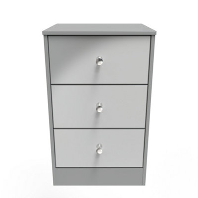 Taunton 3 Drawer Bedside Cabinet in Uniform Grey Gloss & Dusk Grey (Ready Assembled)