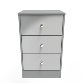 Taunton 3 Drawer Bedside Cabinet in Uniform Grey Gloss & Dusk Grey (Ready Assembled)
